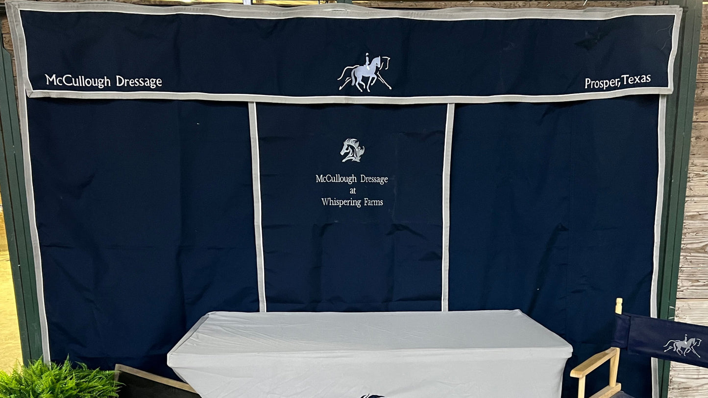 blue stall drapes