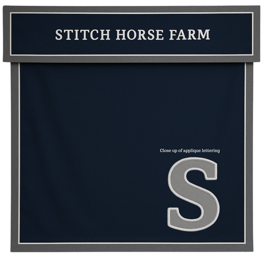 Name in center in applique block letters